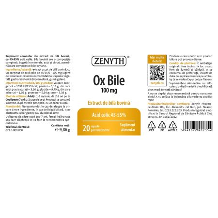 Ox Bile, 20 capsule, Zenyth 701907