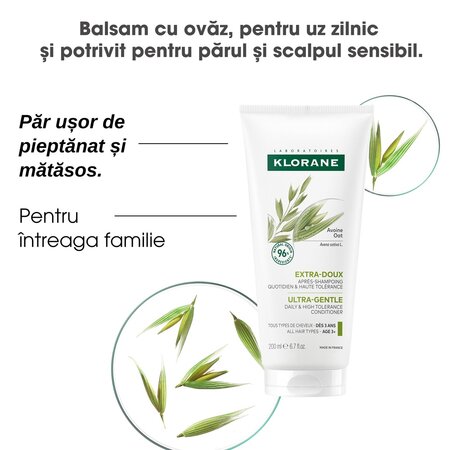 Balsam cu extract de ovaz pentru utilizare frecventa, 200 ml, Klorane 672083