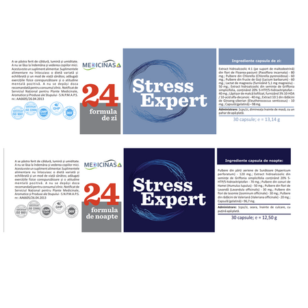 Stress Expert 24 Day and Night, 30 capsule + 30 capsule, Medicinas 713988