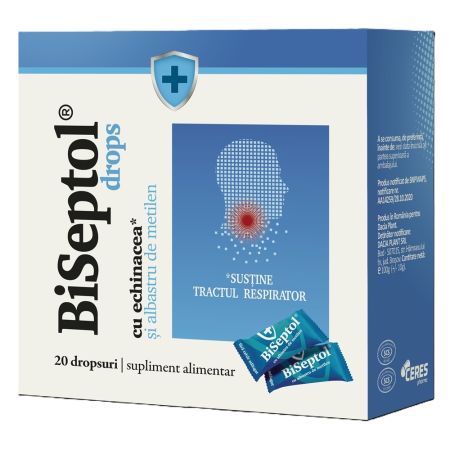 BiSeptol drops cu propolis si albastru de metilen, 20 bucati, Dacia Plant