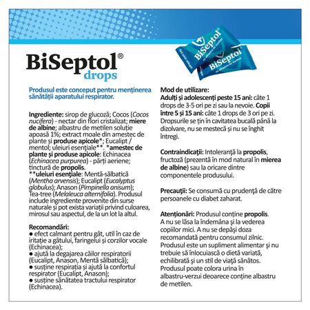 Biseptol dropsuri cu albastru de metilen si echinacea, 20 bucati, Dacia Plant 729128