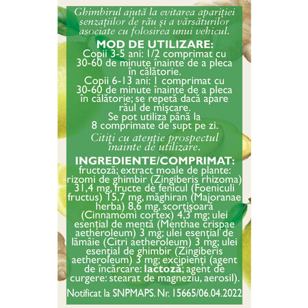 Rau de miscare pentru copii D161, 20 comprimate, Fares 614413