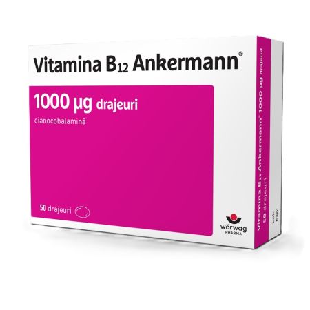 Vitamina B 12 Ankermann, 1000 μg, 50 drajeuri, Worwag Pharma