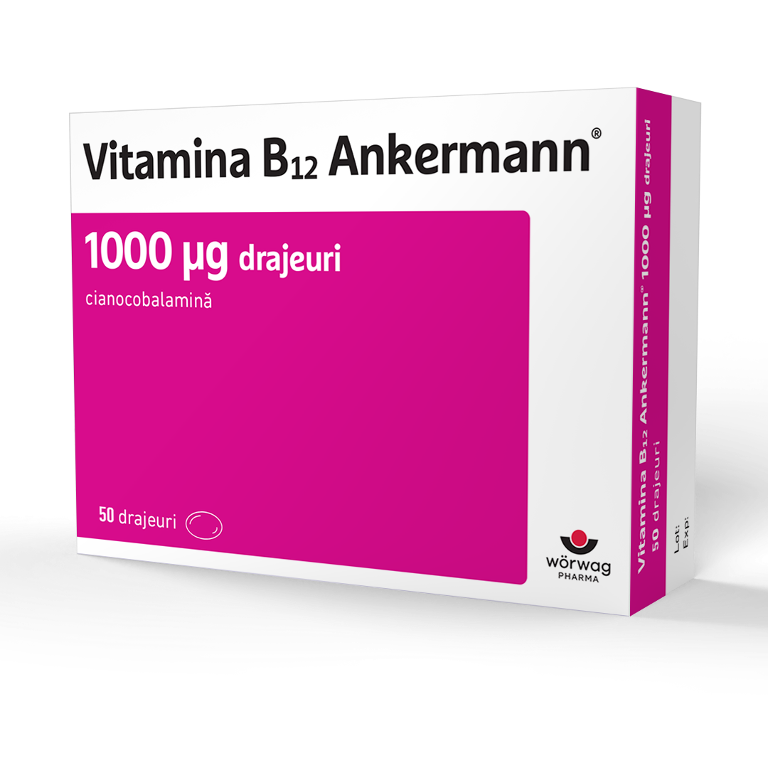 Vitamina B12 Ankermann, 1000 μg, 50 drajeuri, Worwag Pharma