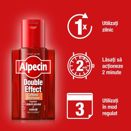 Sampon impotriva caderii parului si a matretii Double Effect Caffeine, 200 ml, Alpecin 721346