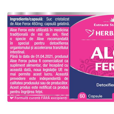 Aloe Ferox, 60 capsule, Herbagetica 688735