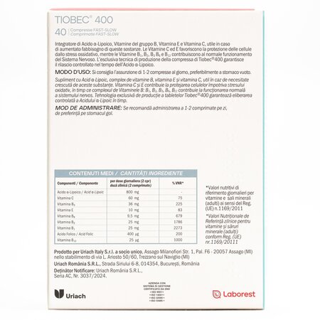 Tiobec 400, 40 comprimate, Laborest Italia 721187