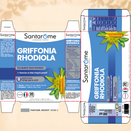 Griffonia Rhodiola, 20 fiole x 10 ml, Santarome 749202