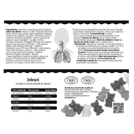 Ursuleti cu aroma de capsuni Calmotusin Junior, 20 bucati, Dacia Plant 738013