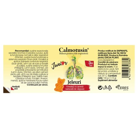 Ursuleti cu aroma de capsuni Calmotusin Junior, 20 bucati, Dacia Plant 738012