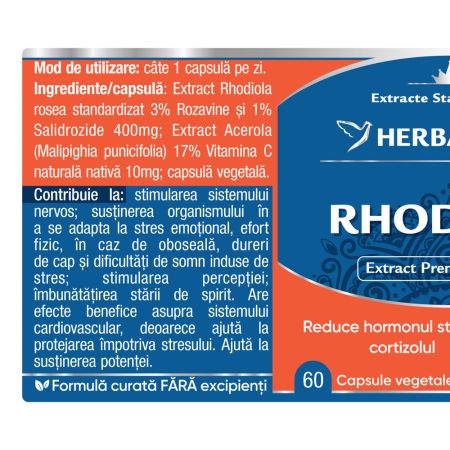 Rhodiola, 400 mg, 60 capsule, Herbagetica 688856