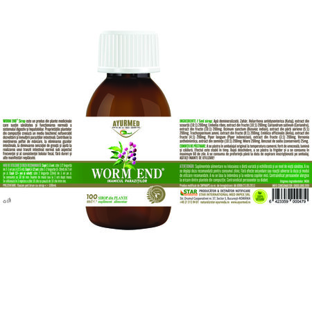 Sirop pentru copii Worm End, 100 ml, Ayurmed 698413