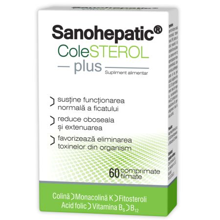 Sanohepatic Colesterol Plus, 60 comprimate filmate, Zdrovit