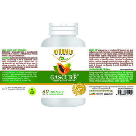 Gascure, 60 tablete, Ayurmed 697773