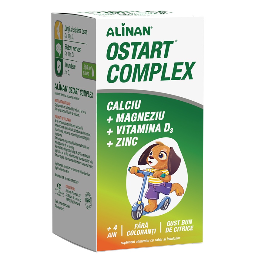 Alinan Ostart Complex Ca Mg Zn D3 sirop, 200ml, Fiterman Pharma