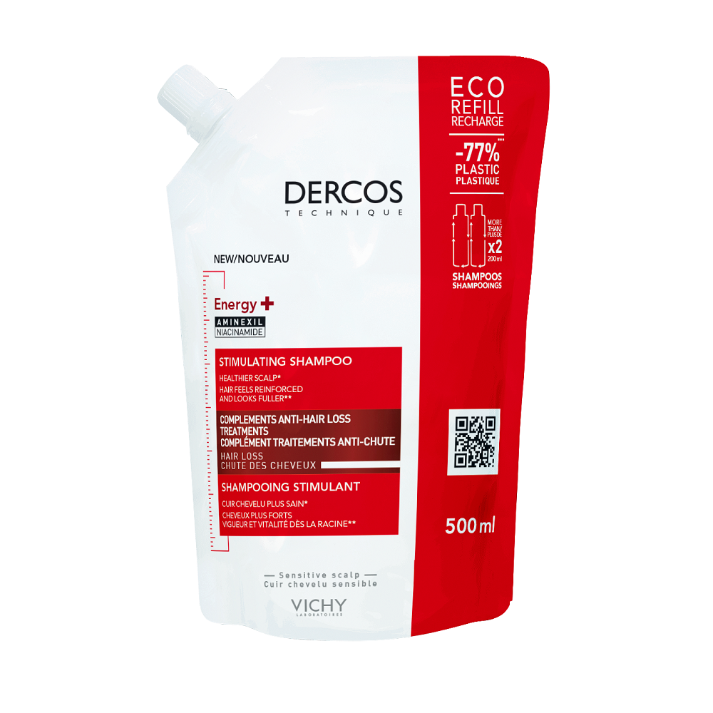 Rezerva eco sampon cu actiune energizanta Dercos Energy+, 500 ml, Vichy