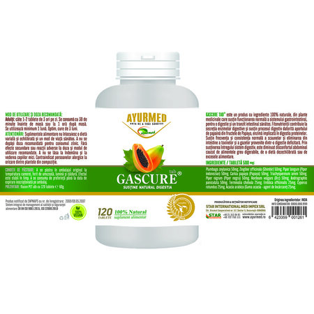Gascure, 120 tablete, Ayurmed 698339