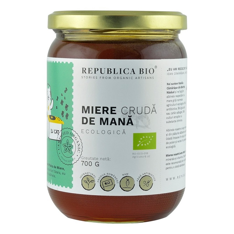 Miere de Mana ecologica cruda, 700 g, Republica BIO