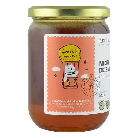 Miere cruda de zmeura ecologica, 700 g, Republica BIO 610213
