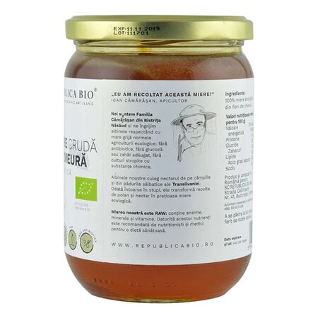 Miere cruda de zmeura ecologica, 700 g, Republica BIO 610214