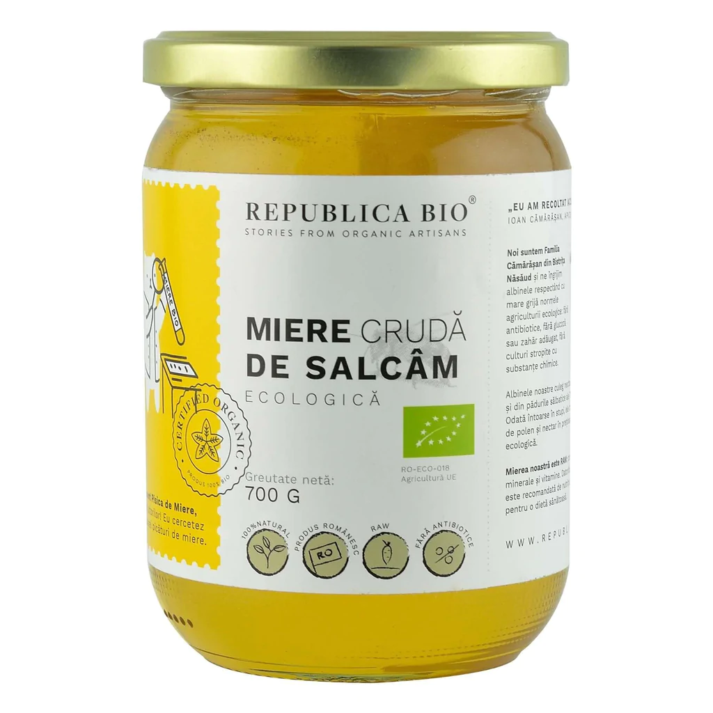 Miere de salcam ecologica cruda, 700 g, Republica BIO