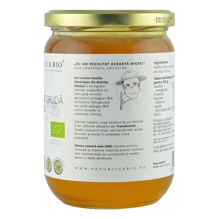 Miere cruda de tei ecologica, 700 g, Republica BIO 610179