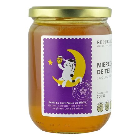 Miere cruda de tei ecologica, 700 g, Republica BIO 610178
