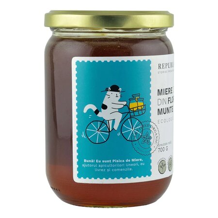 Miere cruda din flori de munte ecologica, 700 g, Republica BIO 610221