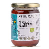 Miere cruda din flori de munte ecologica, 700 g, Republica BIO