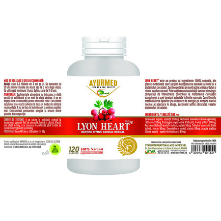 Lyon Heart, 120 tablete, Ayurmed 698347
