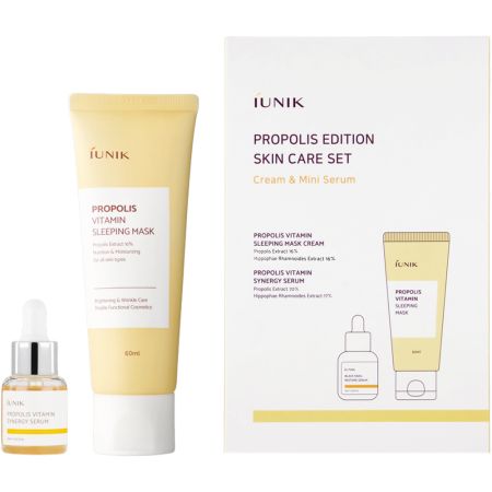 Set masca de fata, 60 ml +  Ser de fata 15 ml, Skincare Propolis Edition, Iunik