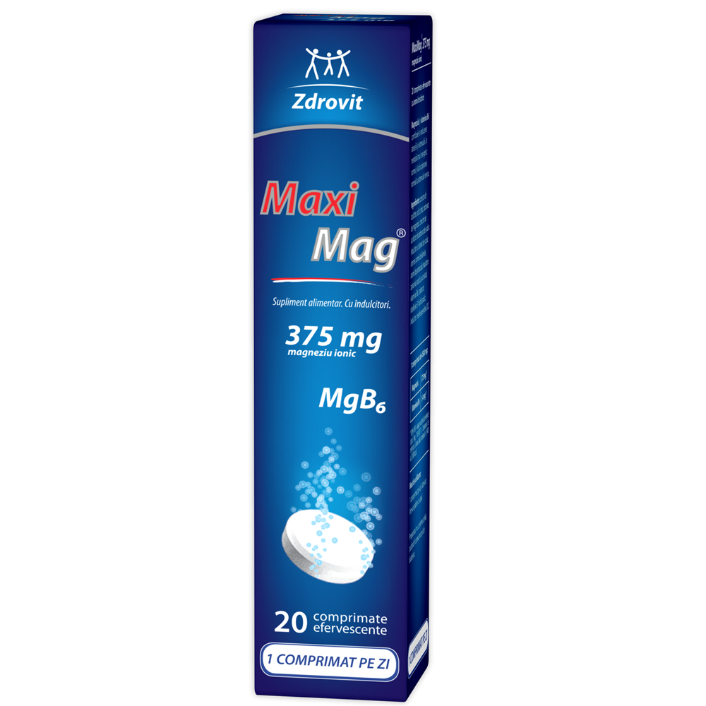 MaxiMag, 375 mg, 20 comprimate efervescente, Zdrovit