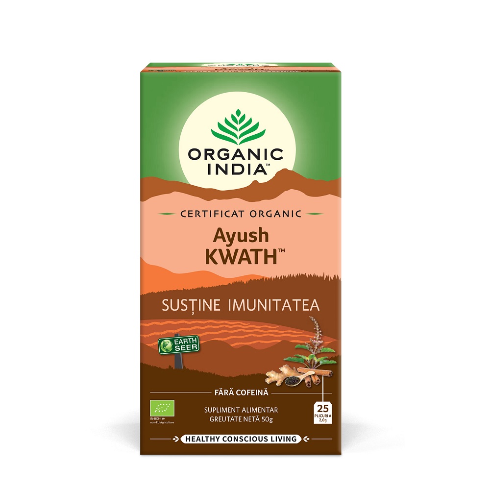 Ceai Bio Tulsi Ayush KWATH, 25 plicuri, Organic India