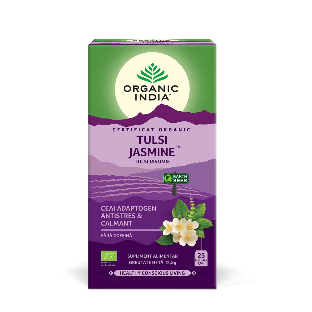 Ceai Adaptogen Tulsi Iasomie, 25 plicuri, Organic India