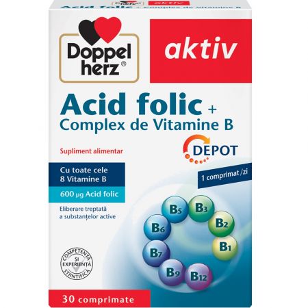 Acid Folic Complex de Vitamina B, 30 comprimate, Doppelherz