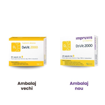 Vitamina D3 2000 U.I. Impruvis D3Vit, 60 capsule moi, Pharma Brands 616858