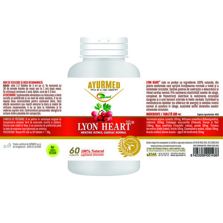 Lyon Heart, 60 tablete, Ayurmed 698107