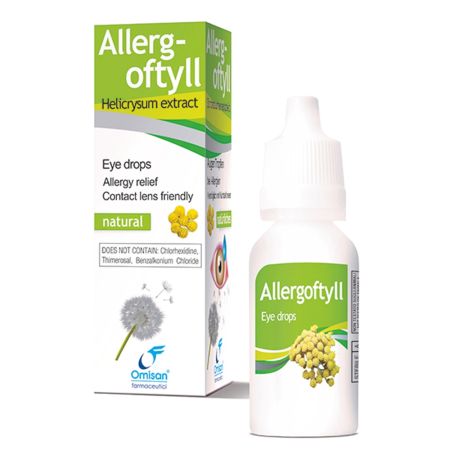 Picaturi pentru ochi alergici cu helichrysum, AllergOftyll, 15 ml, Omisan Farmaceutici
