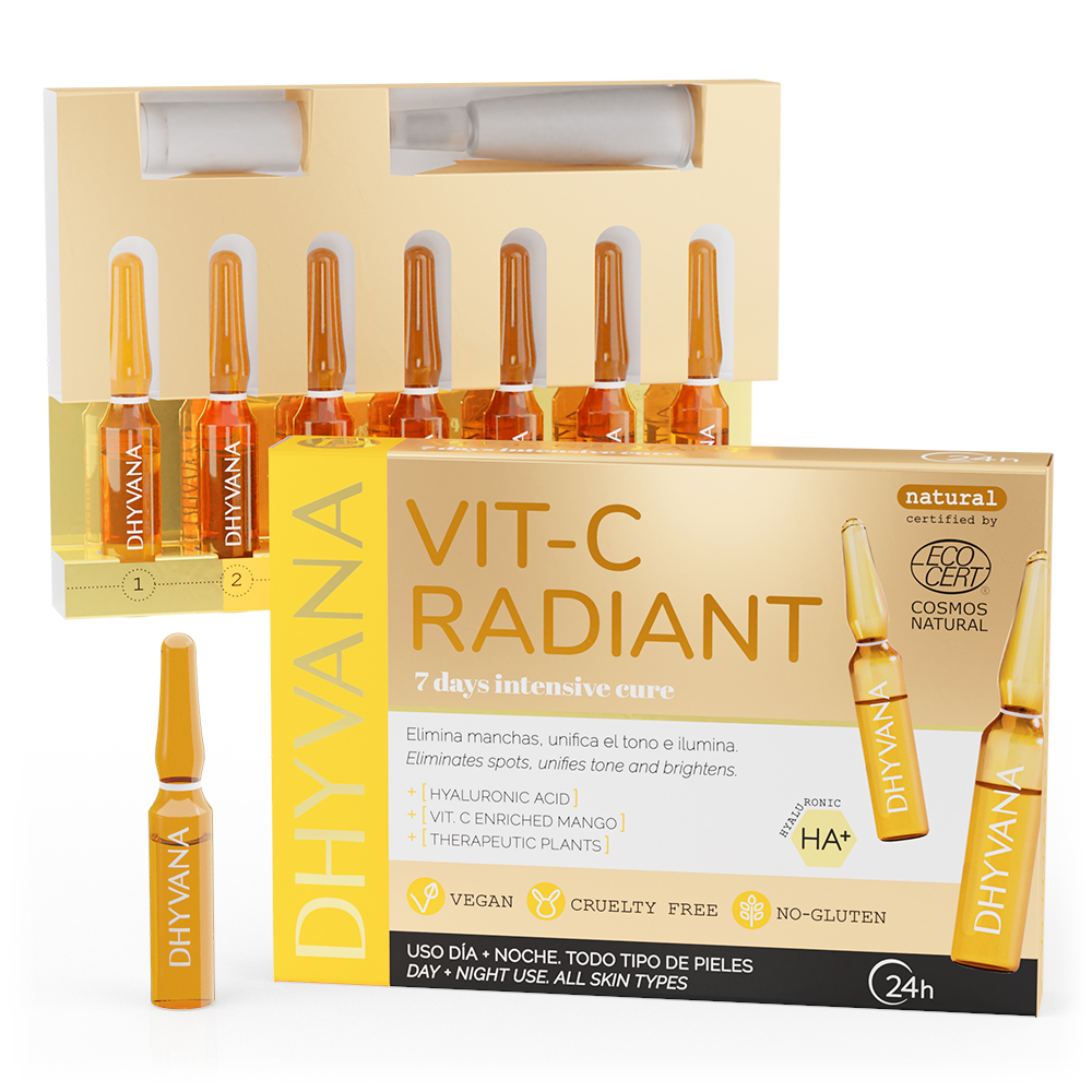 Ser pentru fata cu Vitamina C Radiant, 7 fiole x 2 ml, Dhyvana