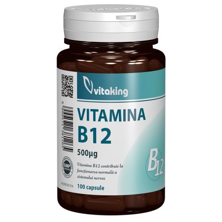 Vitamina B12, 500 mcg, 100 capsule, VitaKing
