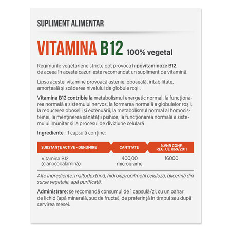 Vitamina B12, 30 capsule, Parapharm 690484