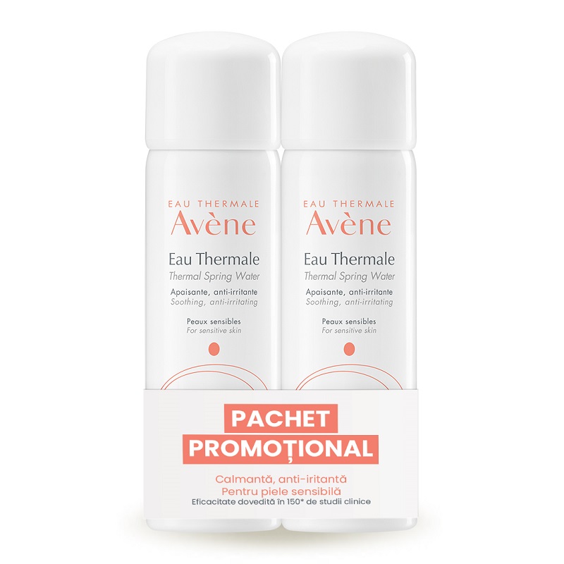 Pachet apa termala spray, 50 ml + 50 ml, Avene