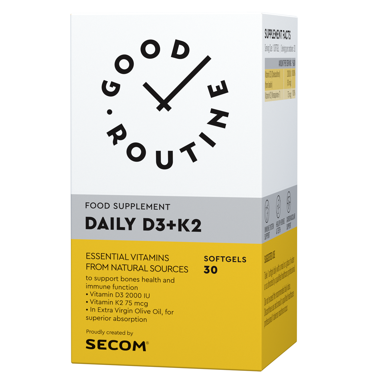 Daily Vitamina D3 + K2, 30 capsule moi, Good Routine