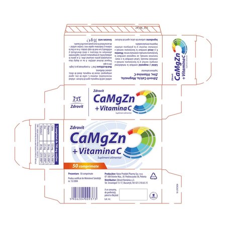 CaMgZn + Vitamina C, 50 comprimate, Zdrovit 720253