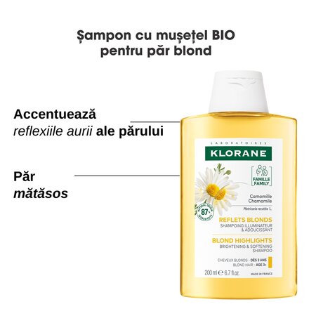 Sampon cu extract de musetel Bio, 200 ml, Klorane 672013