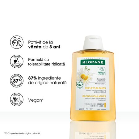Sampon cu extract de musetel Bio, 200 ml, Klorane 672017