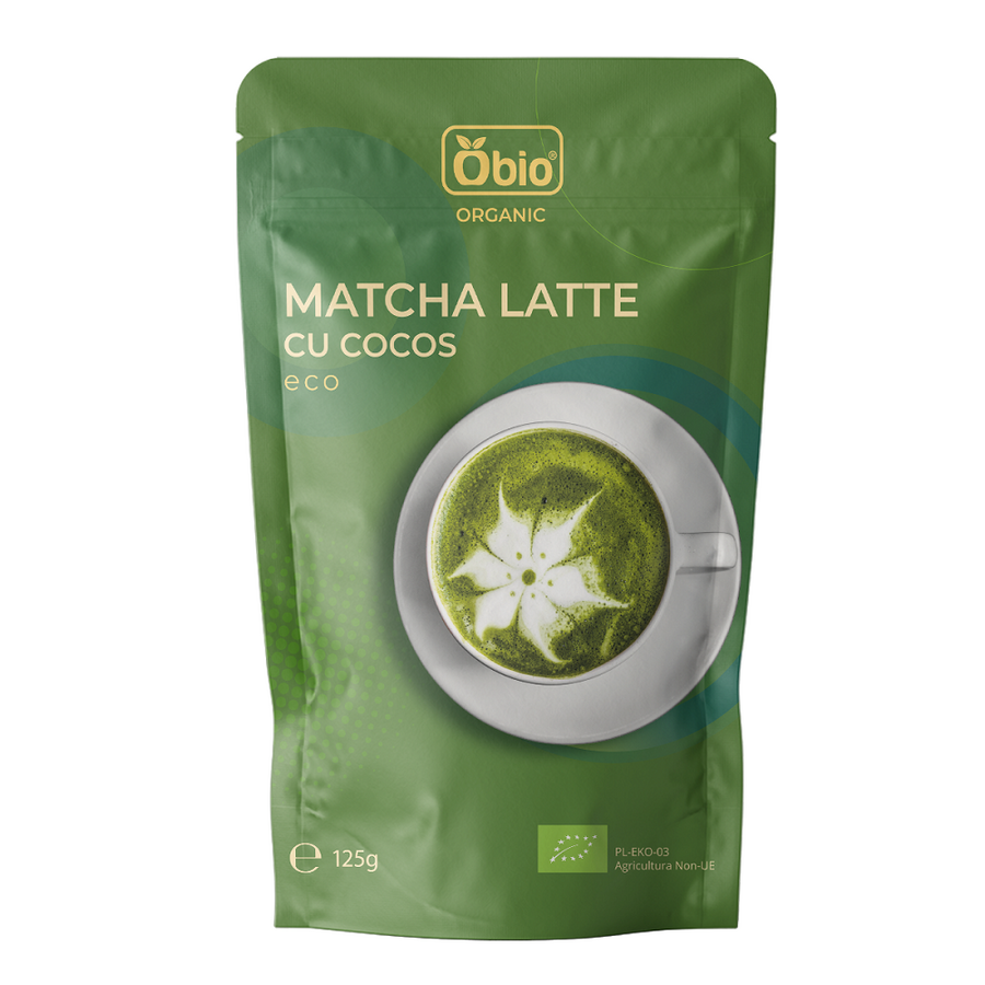 Obio Tea Matcha Latte cu cocos eco, 125 g, Obio : Farmacia Tei online