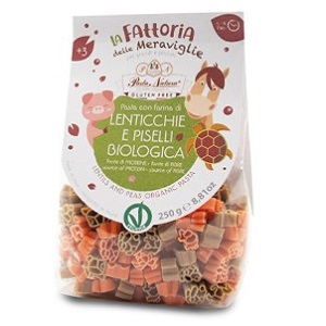 Paste Bio fara gluten pentru copii cu faina de linte rosie si mazare verde, 250 g, Pasta Natura