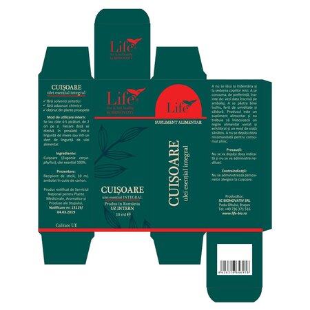 Ulei esential integral de cuisoare Life, 10 ml, Bionovativ 705319