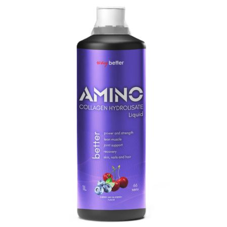 Aminoacizi din colagen hidrolizat Better Amino Blueberry-cherry, 1000 ml, Way Better